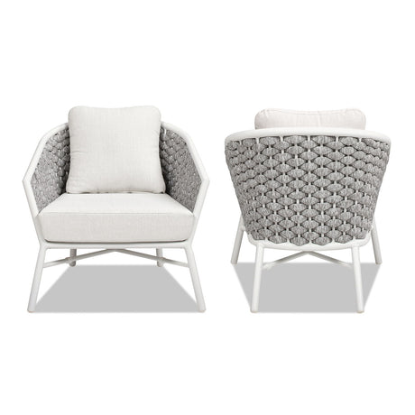 Rowan - Rope Barrel Back Patio Accent Arm Chair (Set of 2) - Optic White - view 7