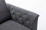 Stanton - Linen Chair With Tufted Arms - Dark Gray by Lilola Home | Bel Furniture