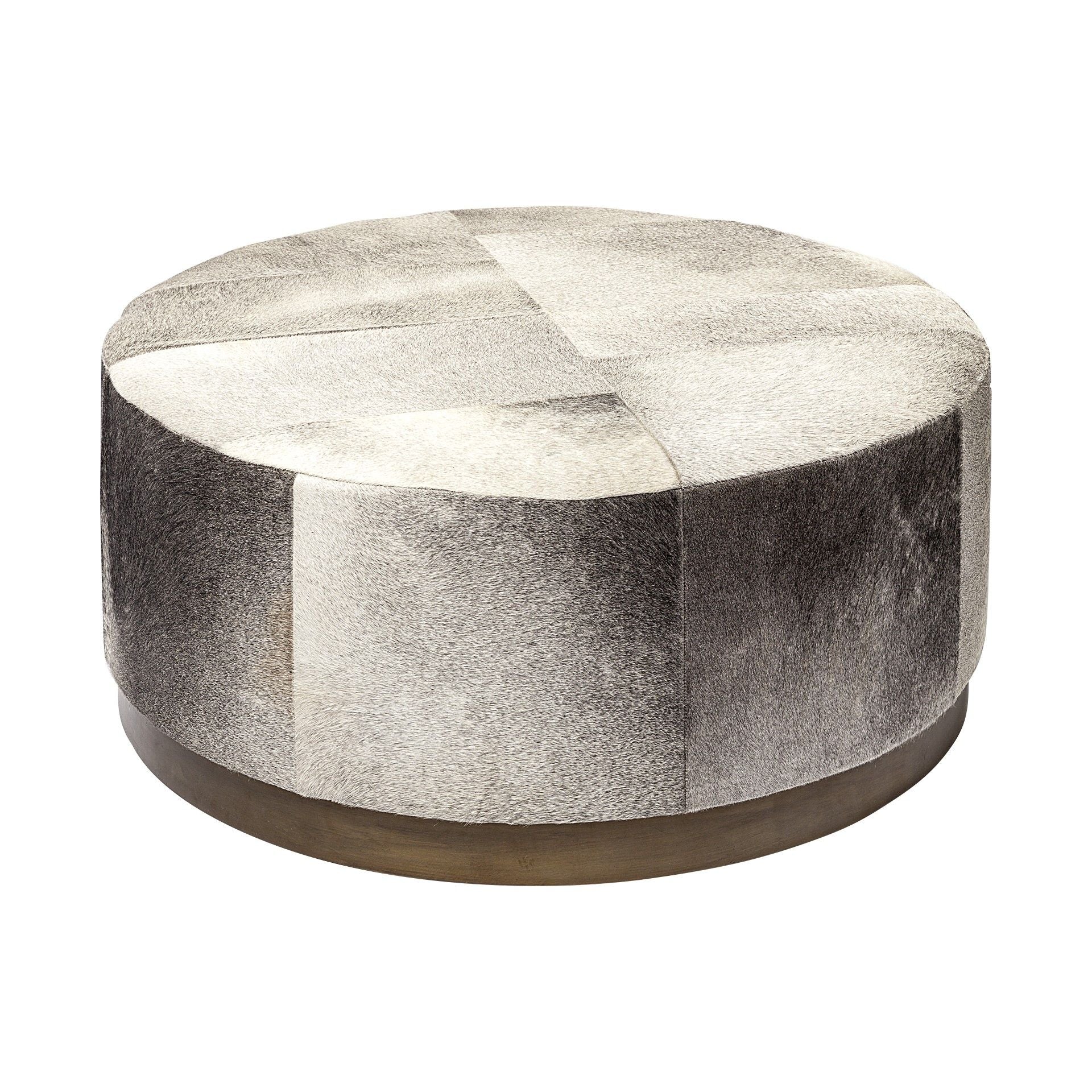 Wool Footstool Ottoman - Brown / Gray