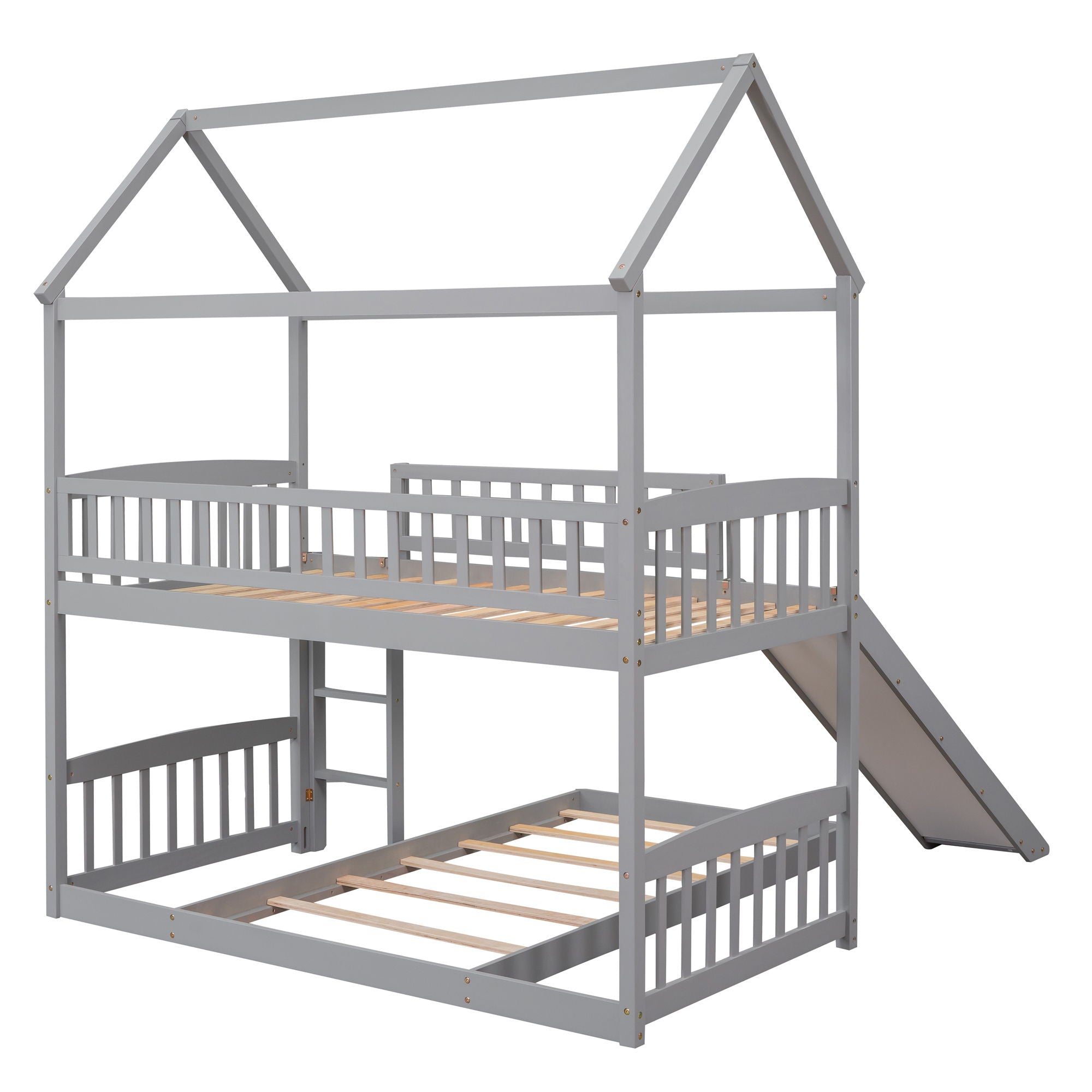 Twin Over Twin Bunk Bed With Slide, House Bed With Slide