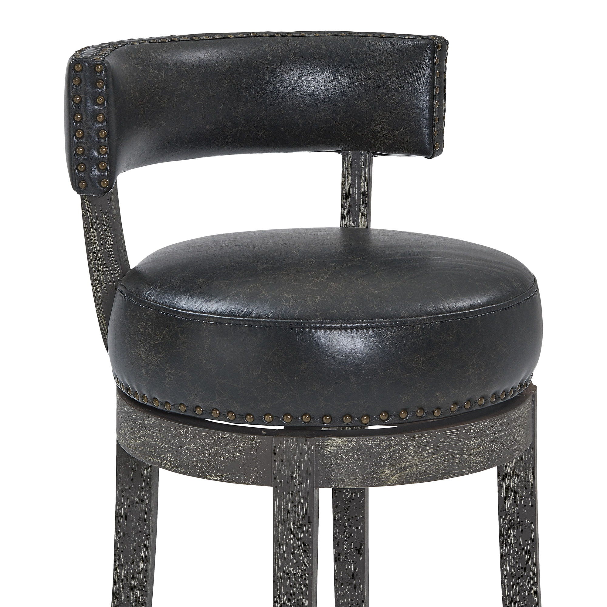 Solid Wood Swivel Low Back Bar Height Bar Chair - Onyx And Gray