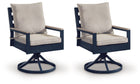 East Beach - Swivel Chair With Cushion (Set of 2) - Blue