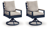 East Beach - Swivel Chair With Cushion (Set of 2) - Blue