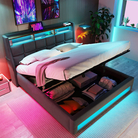 Upholstered Platform Bed With A Hydraulic Storage System, LED And USB Charging (Without Mattress) - view 35