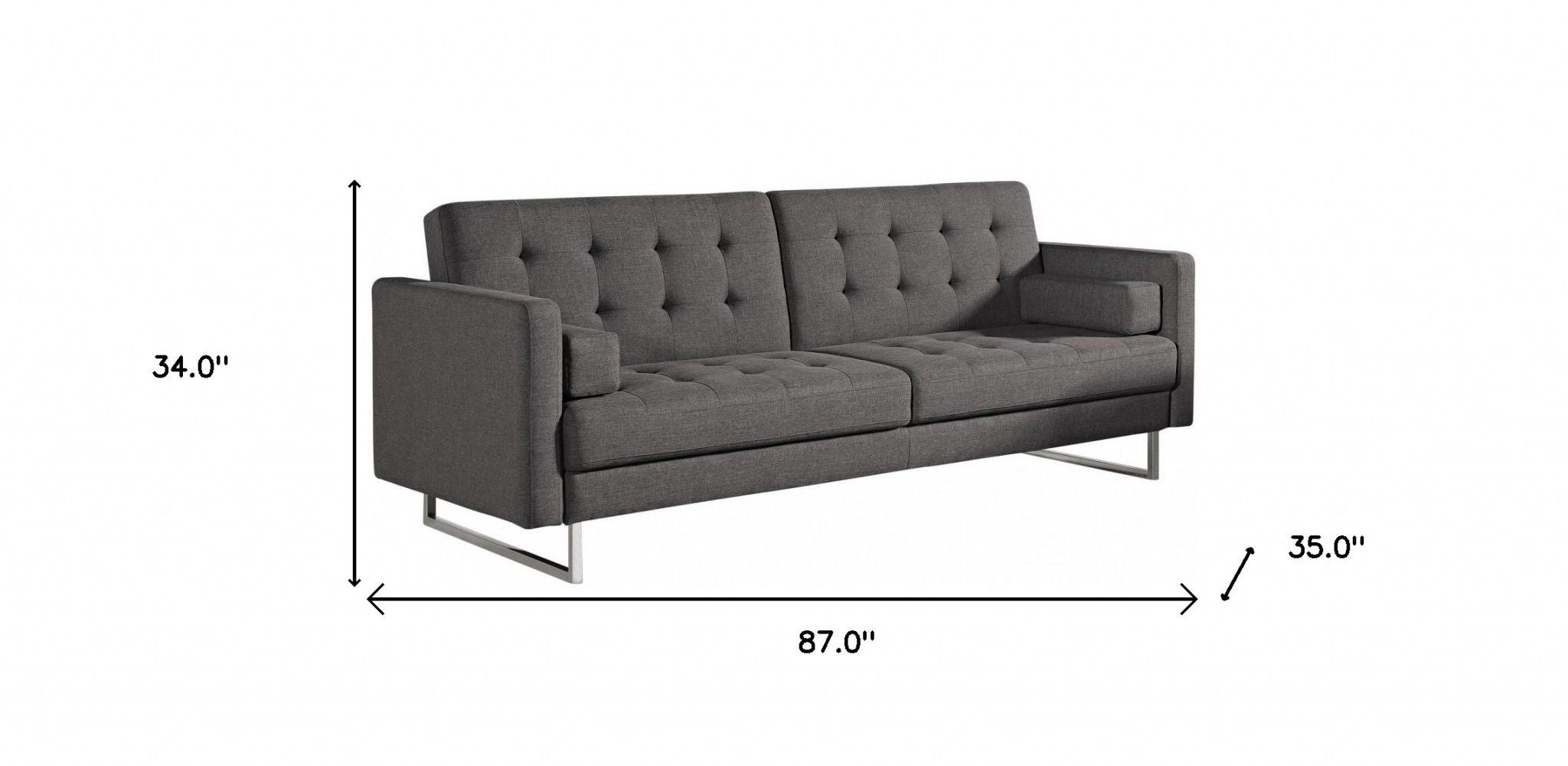 Sleeper Sofa With Silver Legs - Gray