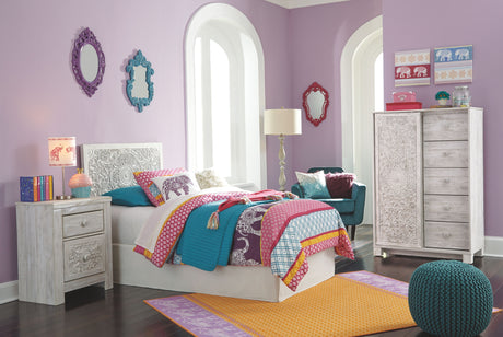 Paxberry - Whitewash - Twin Panel Headboard with Bolt on Bed Frame by Signature Design by Ashley® | Bel Furniture