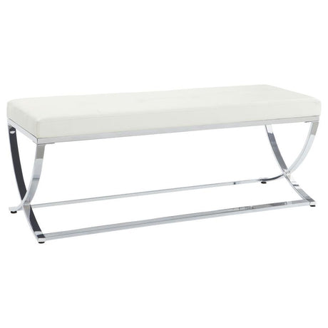 Walton - Leatherette Upholstered Tufted Accent Bench White by CoasterEssence | Bel Furniture