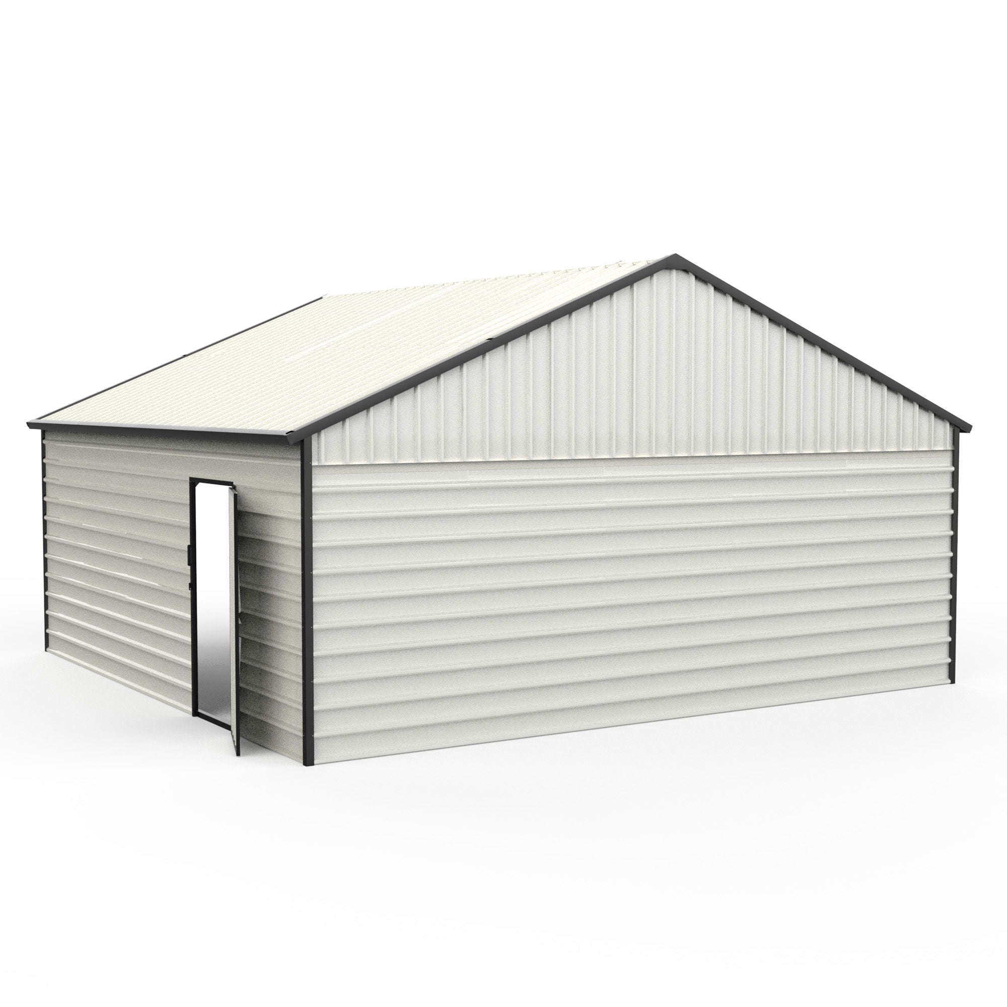 Double Garage Metal Shed With Side Entry Door - White