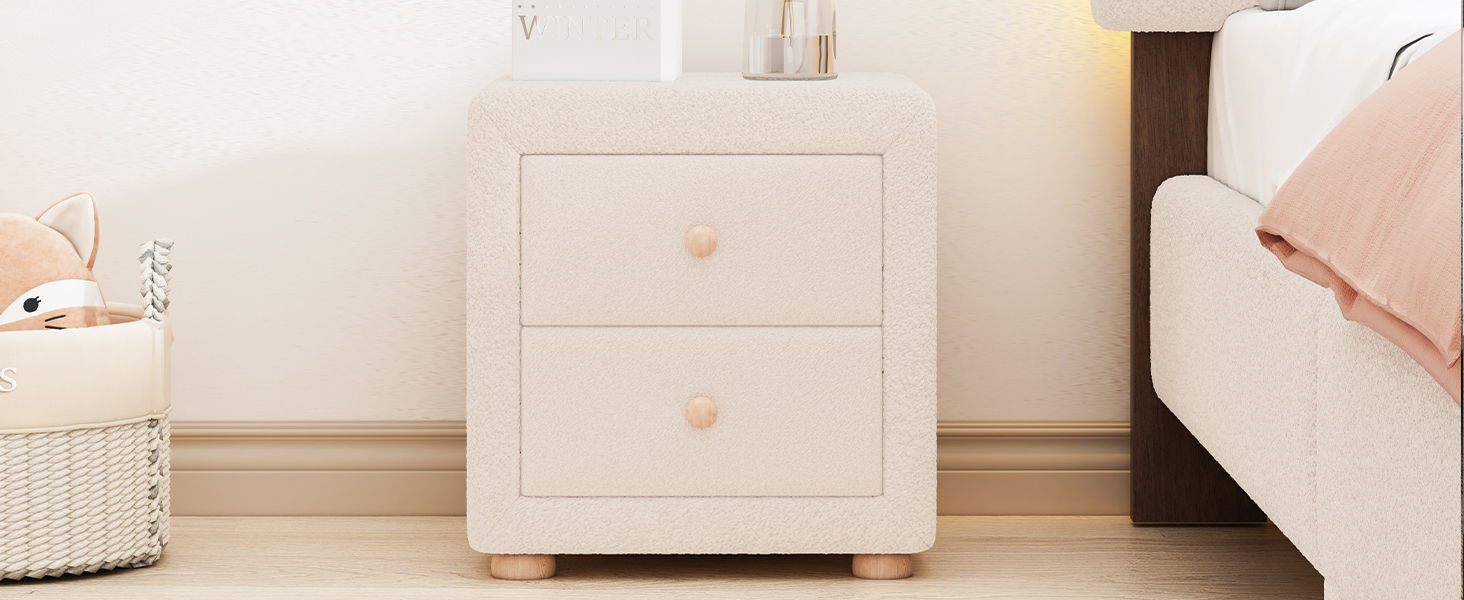 Teddy Fleece Nightstand With 2 Drawers