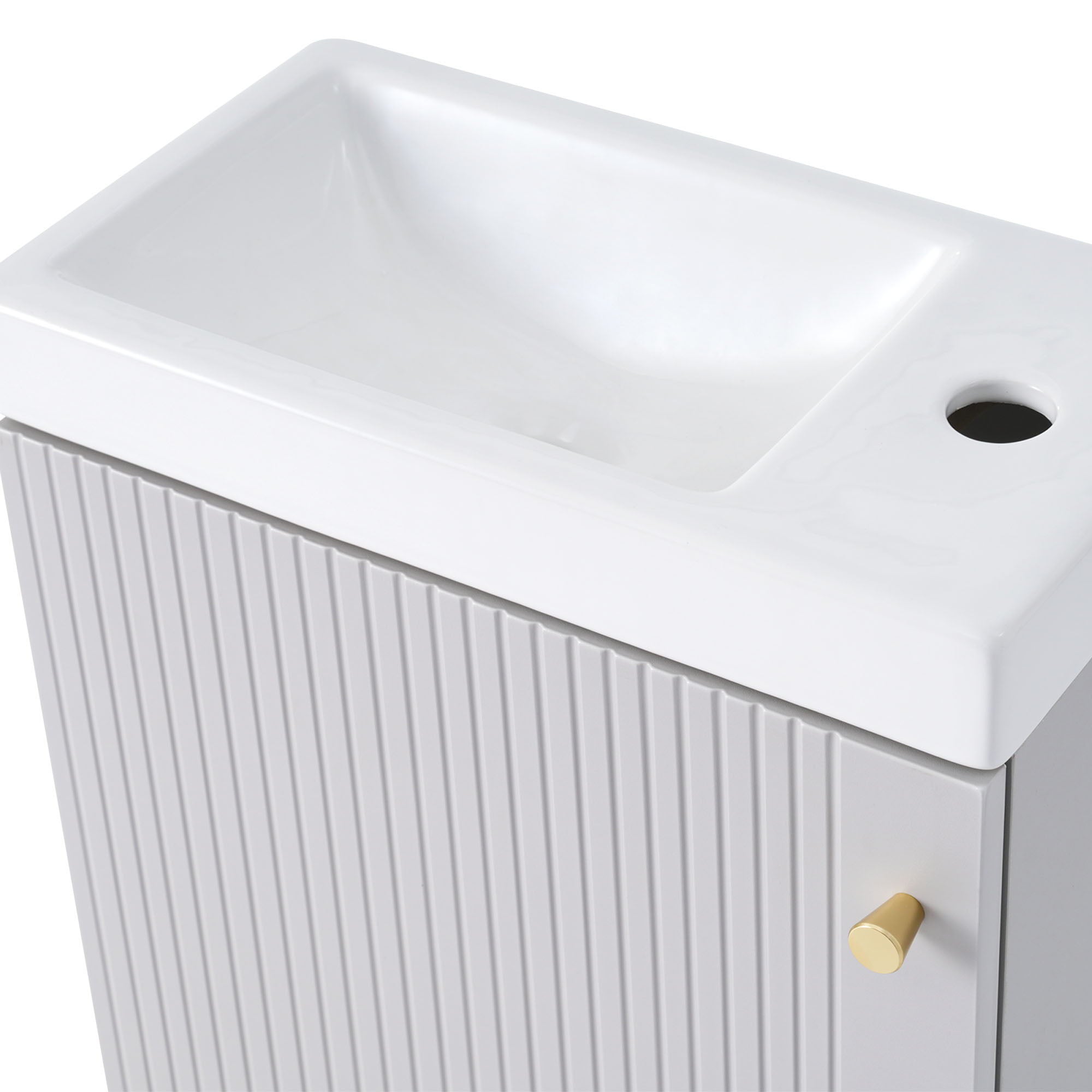 Contemporary Wall-Mounted Bathroom Vanity Combo Cabinet With Ceramic Basin Ideal For Small Bathrooms