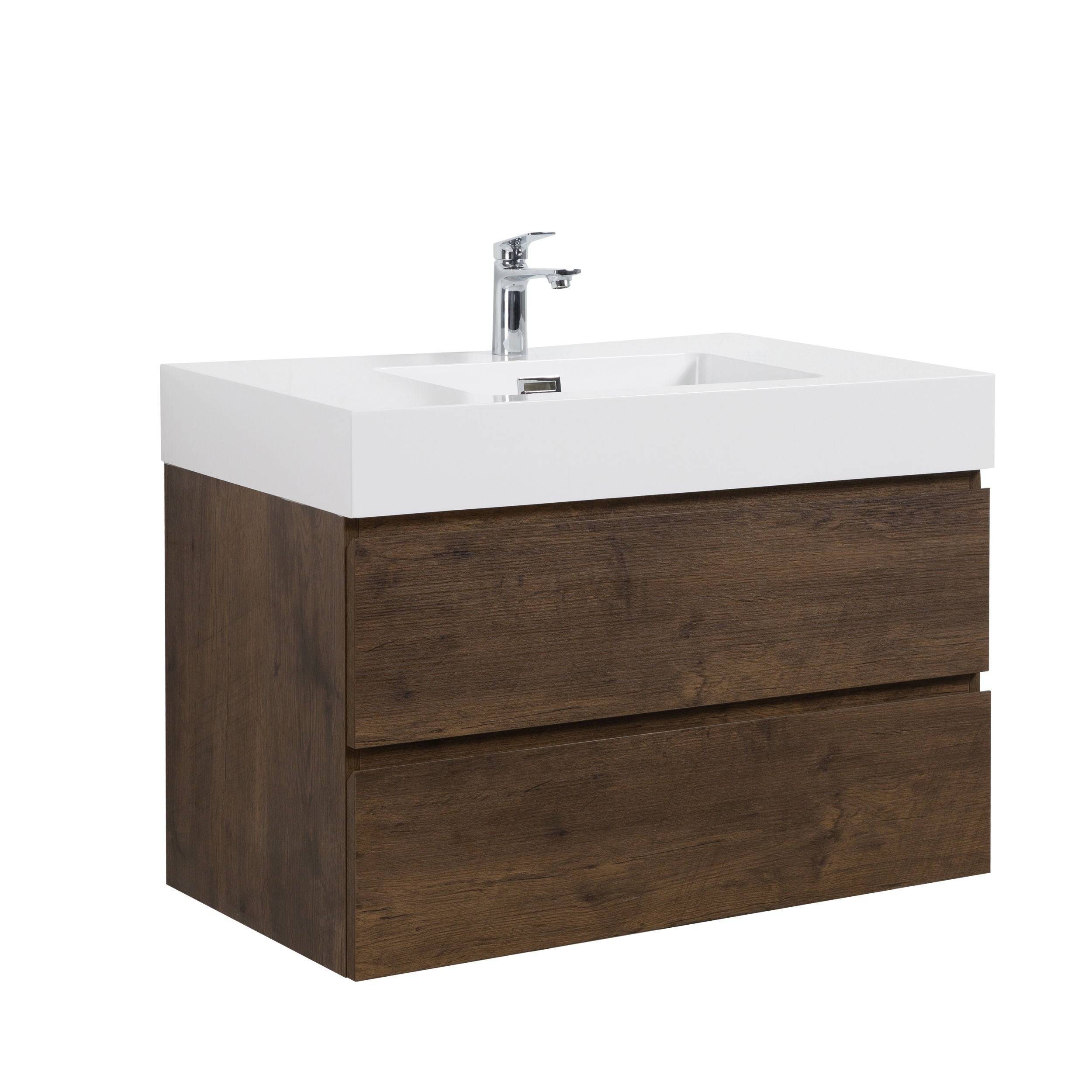 Alice - Bathroom Vanity Wall Mounted With Sink, Large Storage Floating Bathroom Vanity For Modern Bathroom, One-Piece Sink Basin Without Drain And Faucet