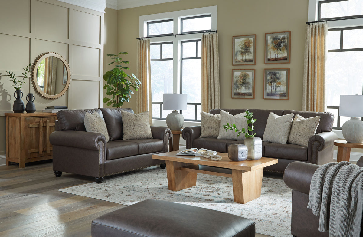 Roxmere - Living Room Set Dark Brown 4 Pc. Sofa, Loveseat, Chair, Ottoman by Benchcraft® | Bel Furniture