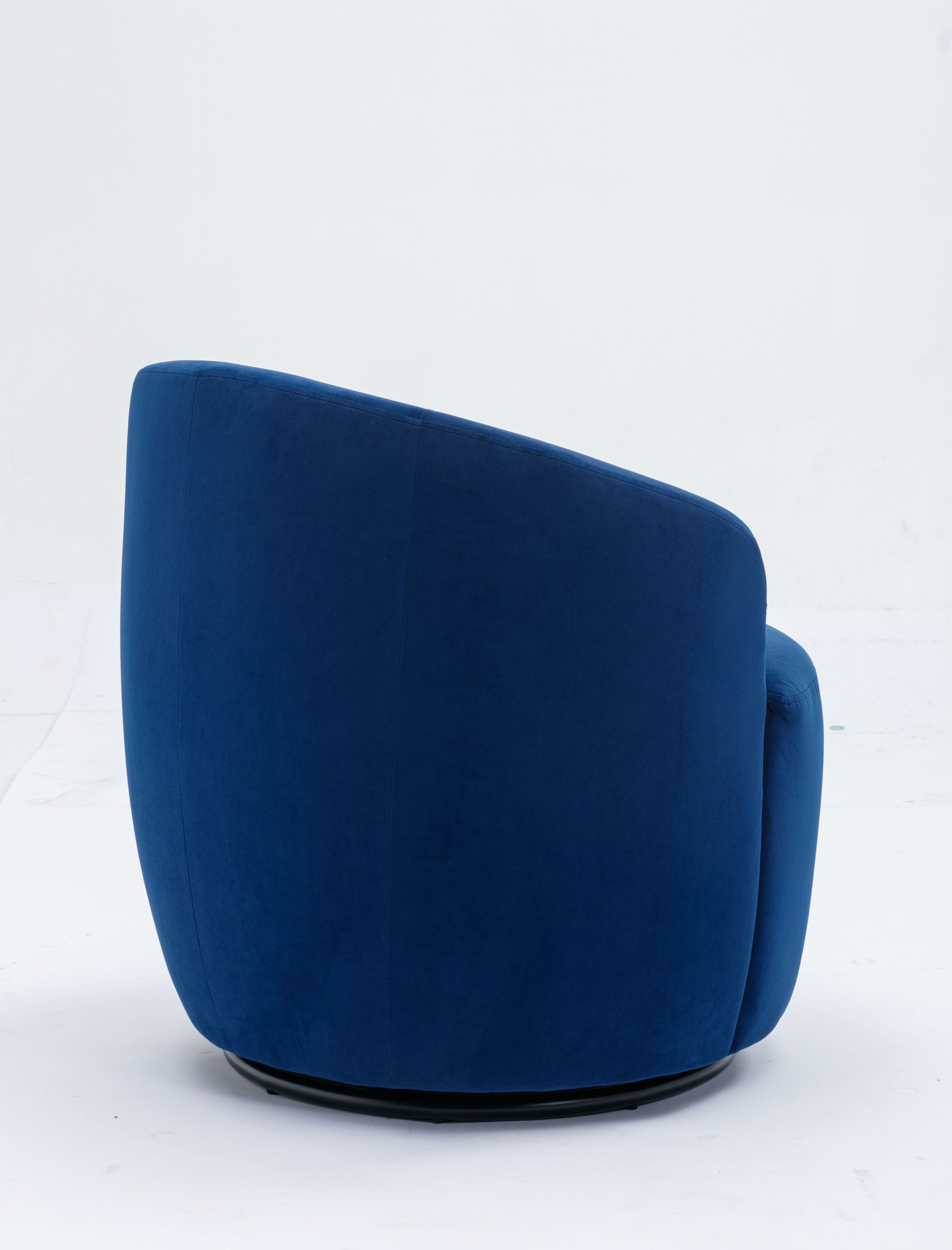 Velvet Fabric Swivel Accent Armchair Barrel Chair With Powder Coating Metal Ring