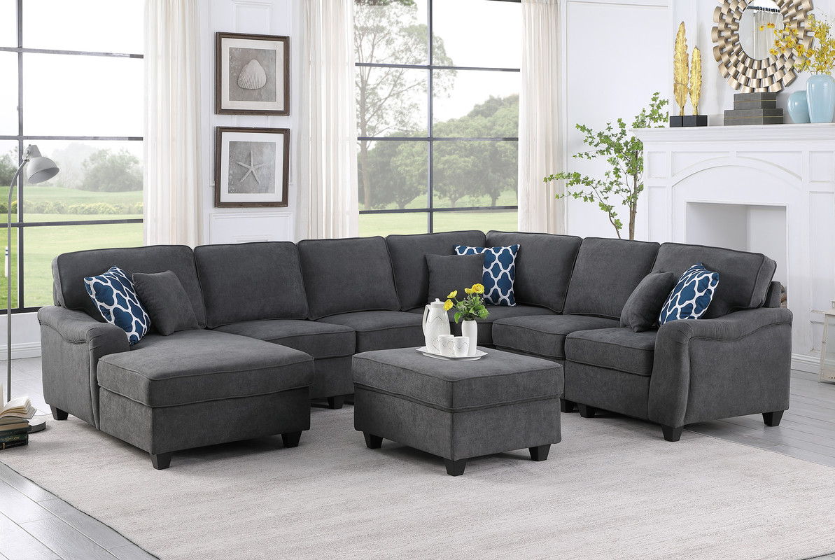 Leo - Woven Modular L-Shape Sectional Sofa And Ottoman