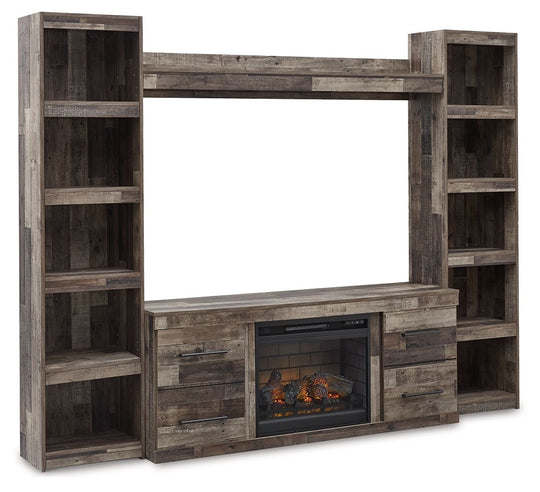 Derekson - Entertainment Center Dark Gray 4 Pc. Entertainment Center With Electric Fireplace by Signature Design by Ashley® | Bel Furniture