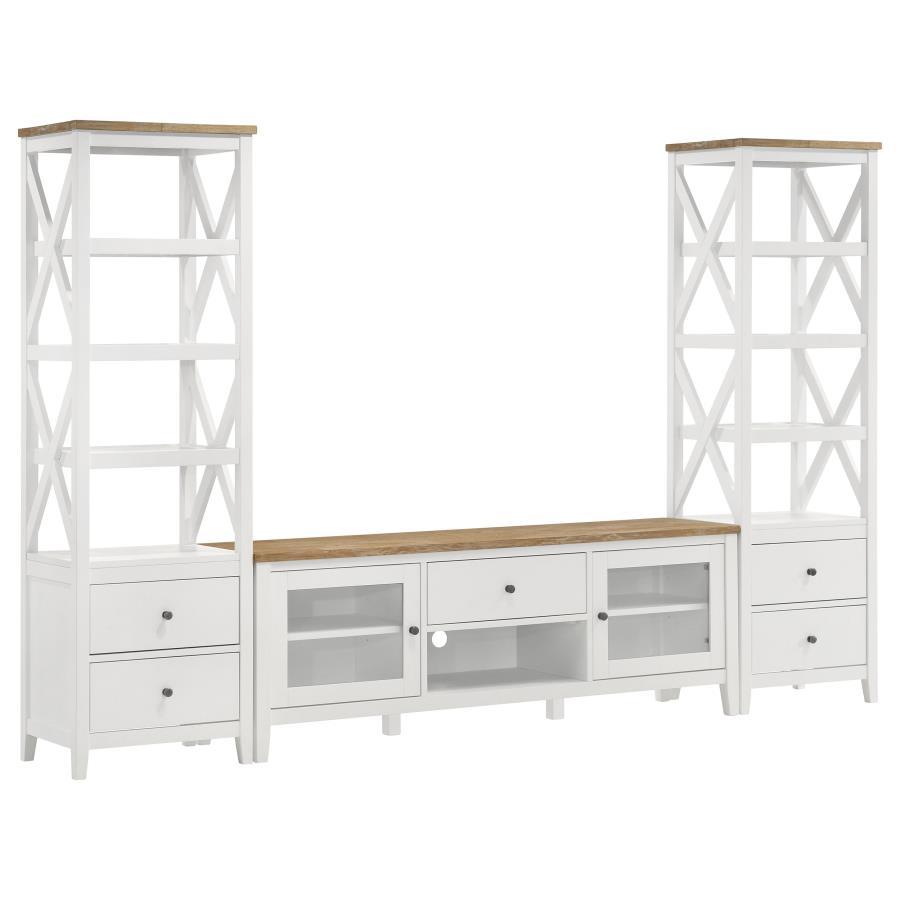 Hollis - 2 Door Wood TV Stand With Drawer - Brown And White