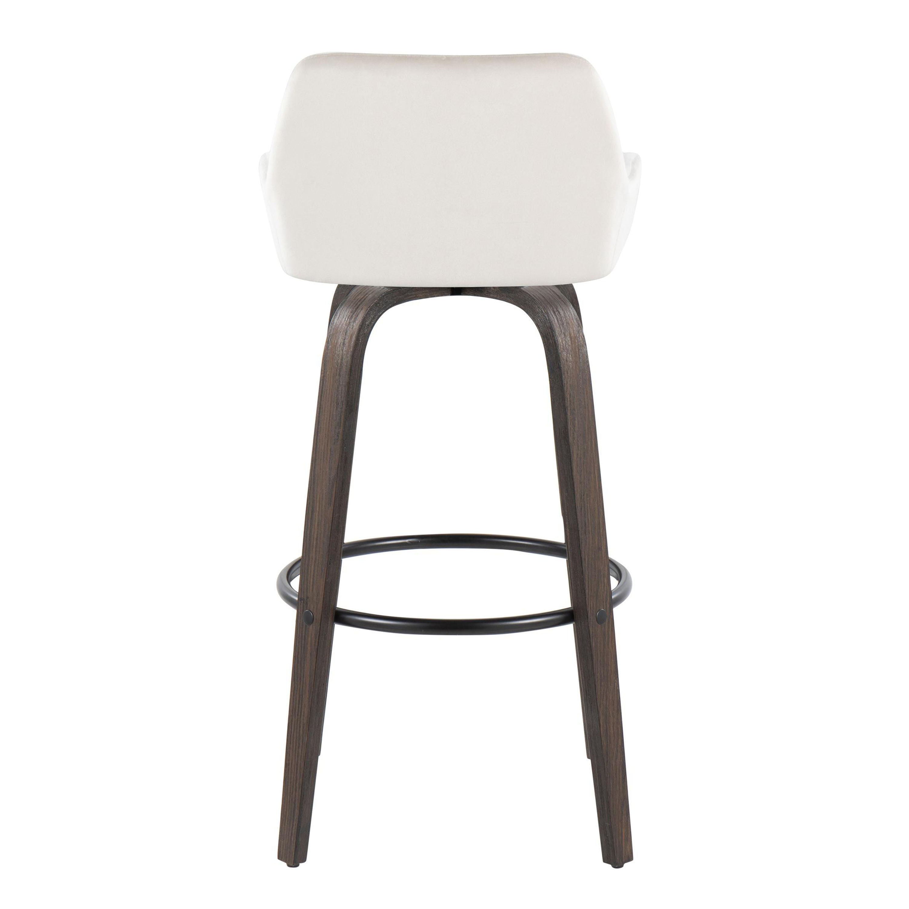 Daniella - Contemporary Fixed Height, Barstool With Swivel With Round Footrest (Set of 2)