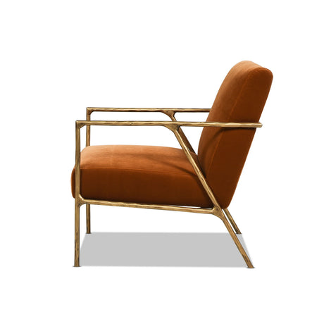 Aerin - Hammered Brass Upholstered Accent Arm Chair by Jennifer Taylor Home | Bel Furniture