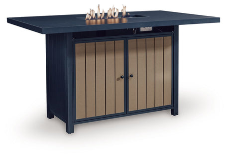 East Beach - Rectangular Bar Table With Fire Pit - Blue - view 5