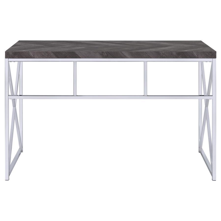 Grimma - Writing Office Desk - Rustic Gray And Chrome