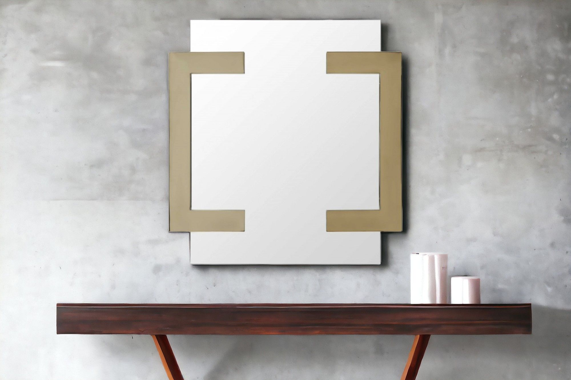 35" Abstract Metal Framed Accent Mirror - Gold