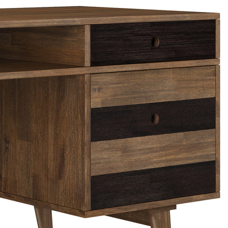 Clarkson - Desk With Side Drawers - Rustic Natural Aged Brown by Simpli-Home | Bel Furniture
