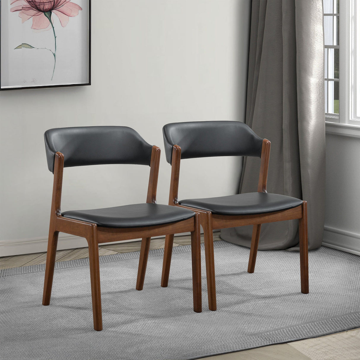Enzo - Dining Chair (Set of 2) - Black / Brown by Ashcroft Furniture | Bel Furniture