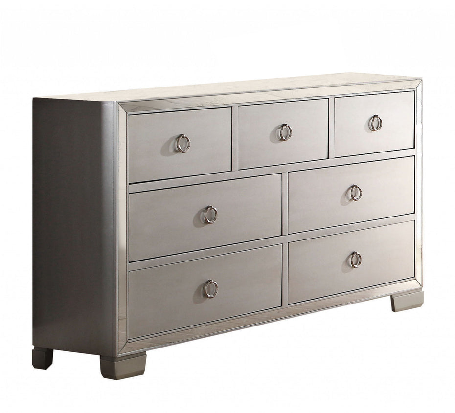 Solid Wood Seven Drawer Triple Dresser - Platinum