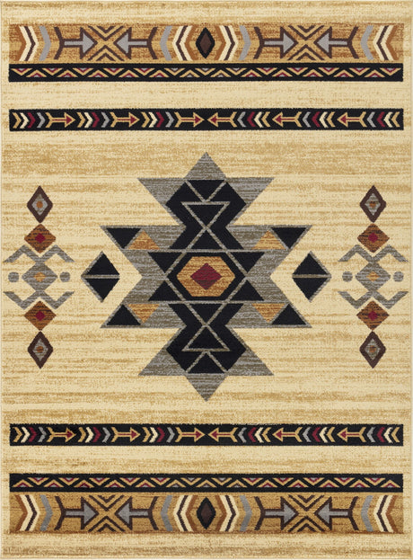 Tribes - 5'3" X 7'3" Southwest Area Rug Polypropylene - Cream by Icona Home Decor | Bel Furniture