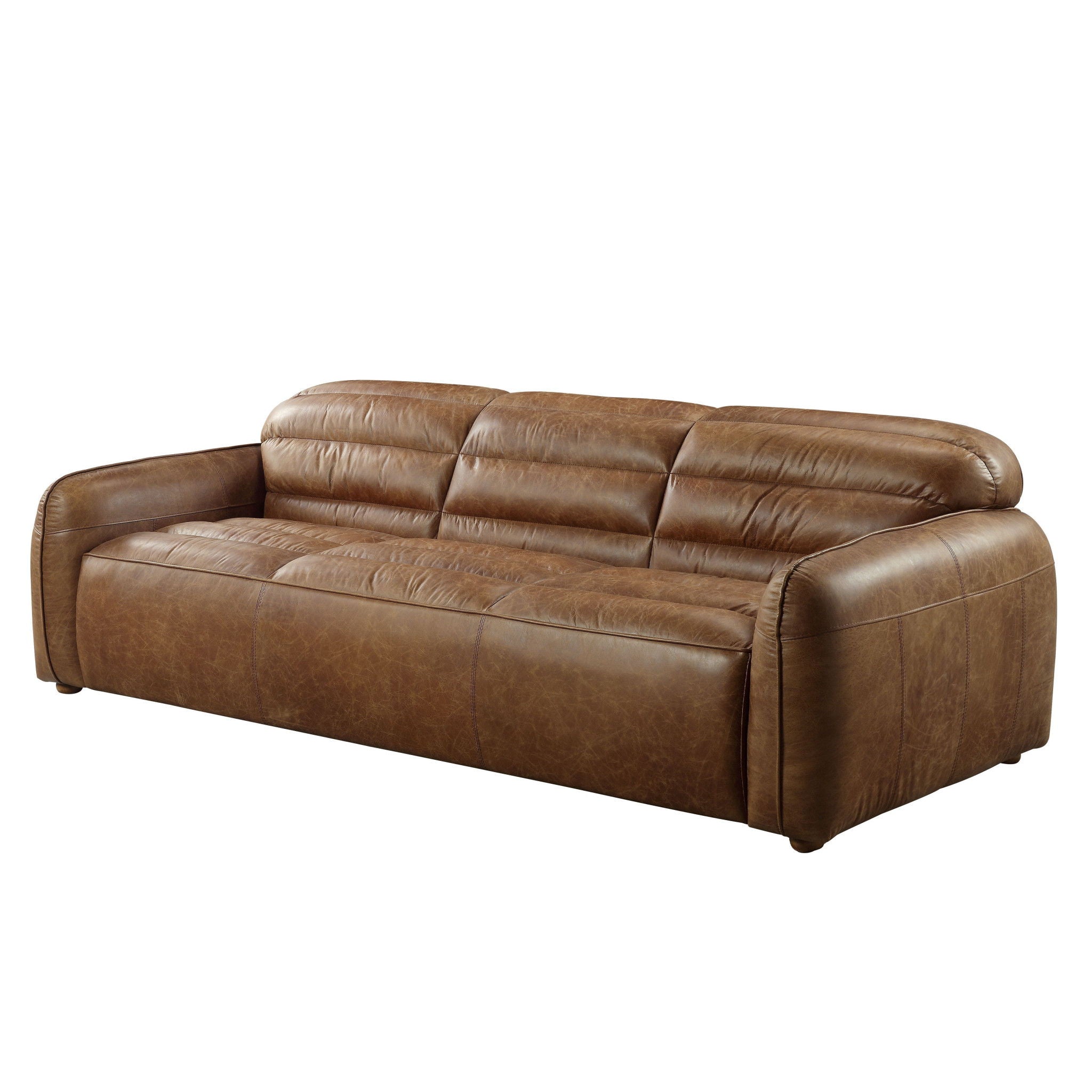 Top Grain Leather Sofa With Black Legs - Dark Brown