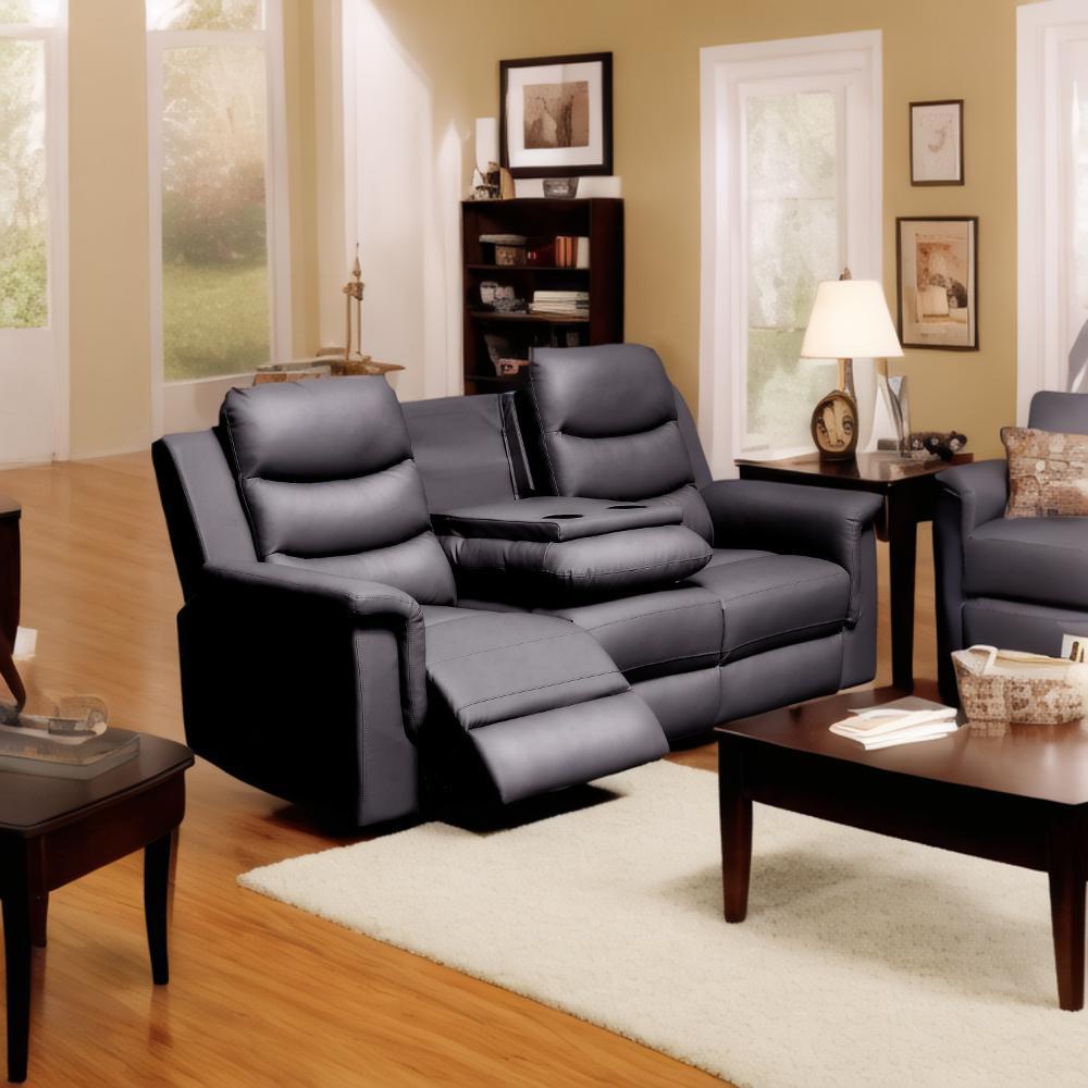 Reclining Sofa With Middle Console Slipcover, Stretch 3 Seat Reclining Sofa Covers - Black