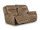 Glencroft - Power Reclining Loveseat With Console / Adjustable Headrest - Sahara