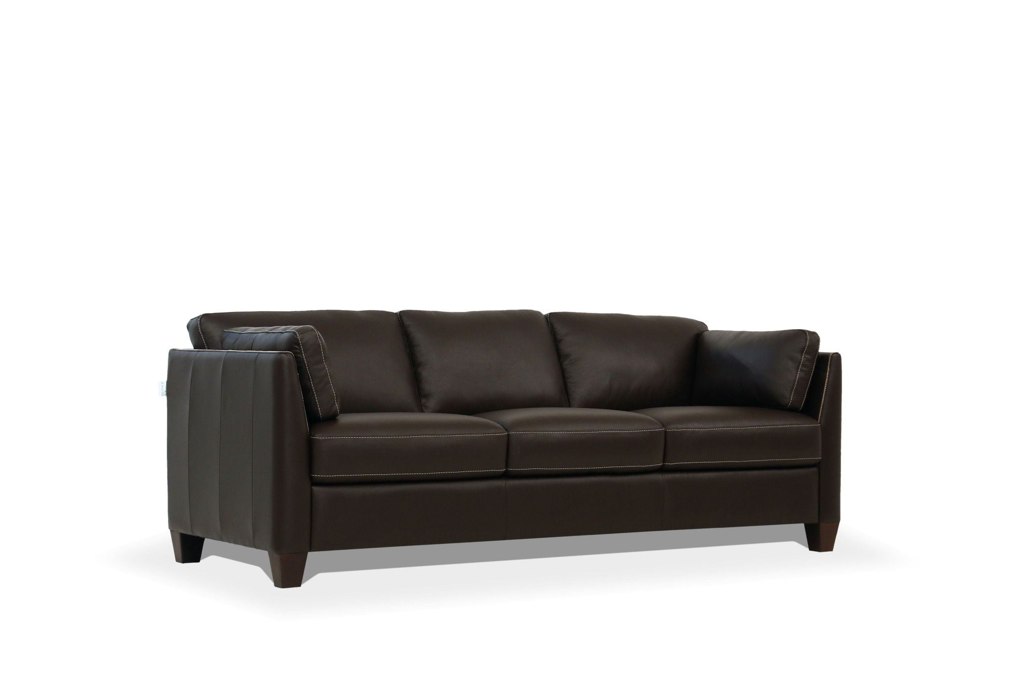 Leather Sofa With Black Legs - Chocolate