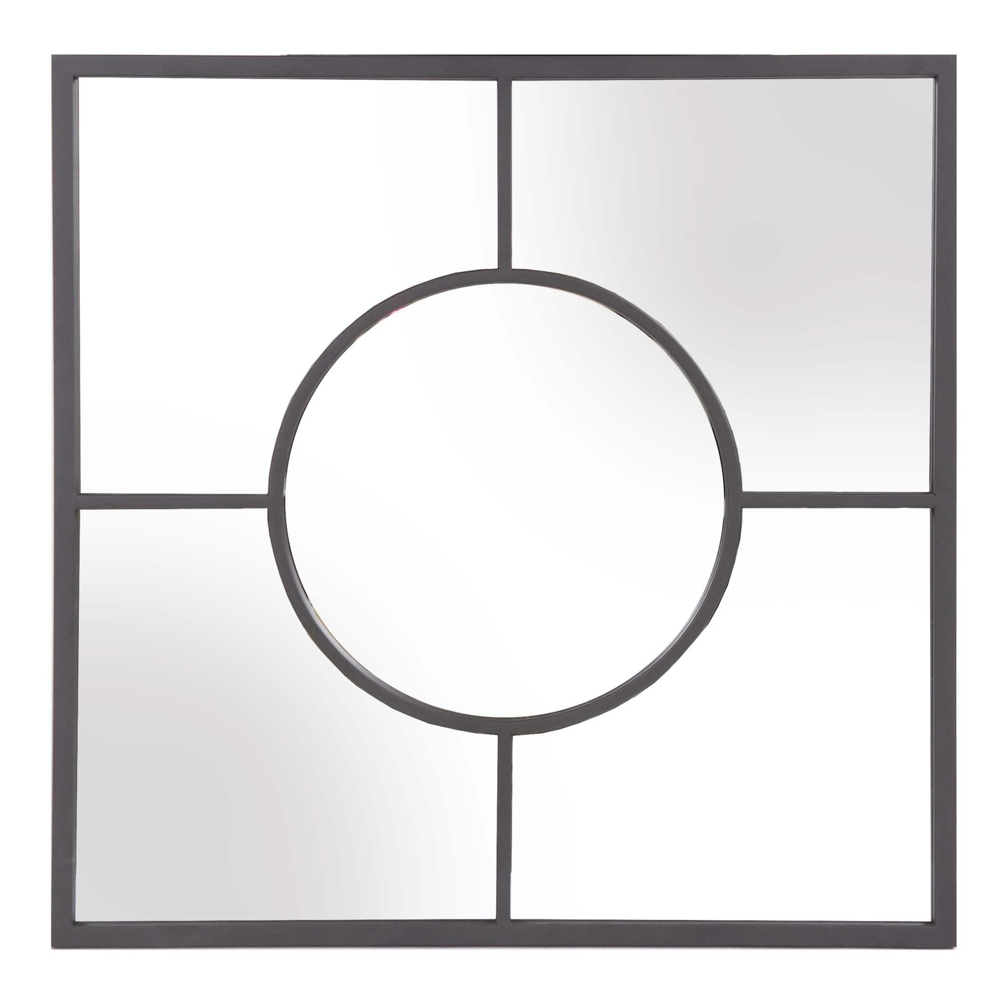 Geometric Design Square Metal Wall Mirror - Graphite