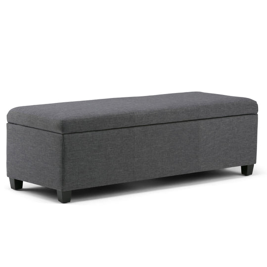 Avalon - Multifunctional Storage Ottoman Bench Dark Gray 48.4"W x 18.1"D x 16.1"H Fabric by Simpli-Home | Bel Furniture