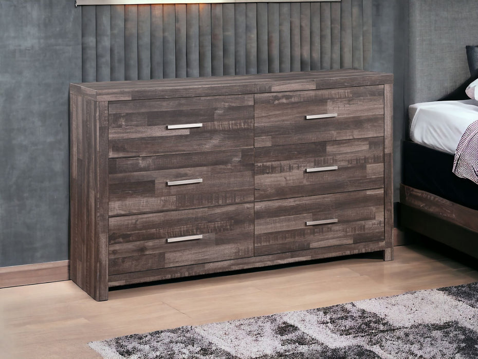 Solid Wood Six Drawer Double Dresser - Dark Brown