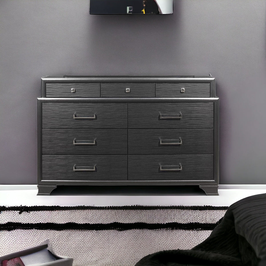 Solid Wood Nine Drawer Double Dresser - Gray