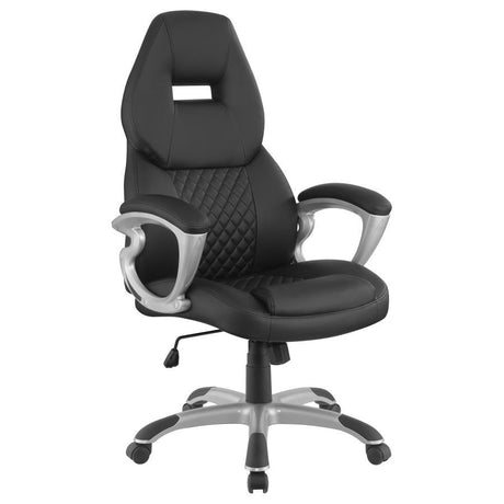 Bruce - Upholstered Adjustable Home Office Desk Chair Black by CoasterEssence | Bel Furniture
