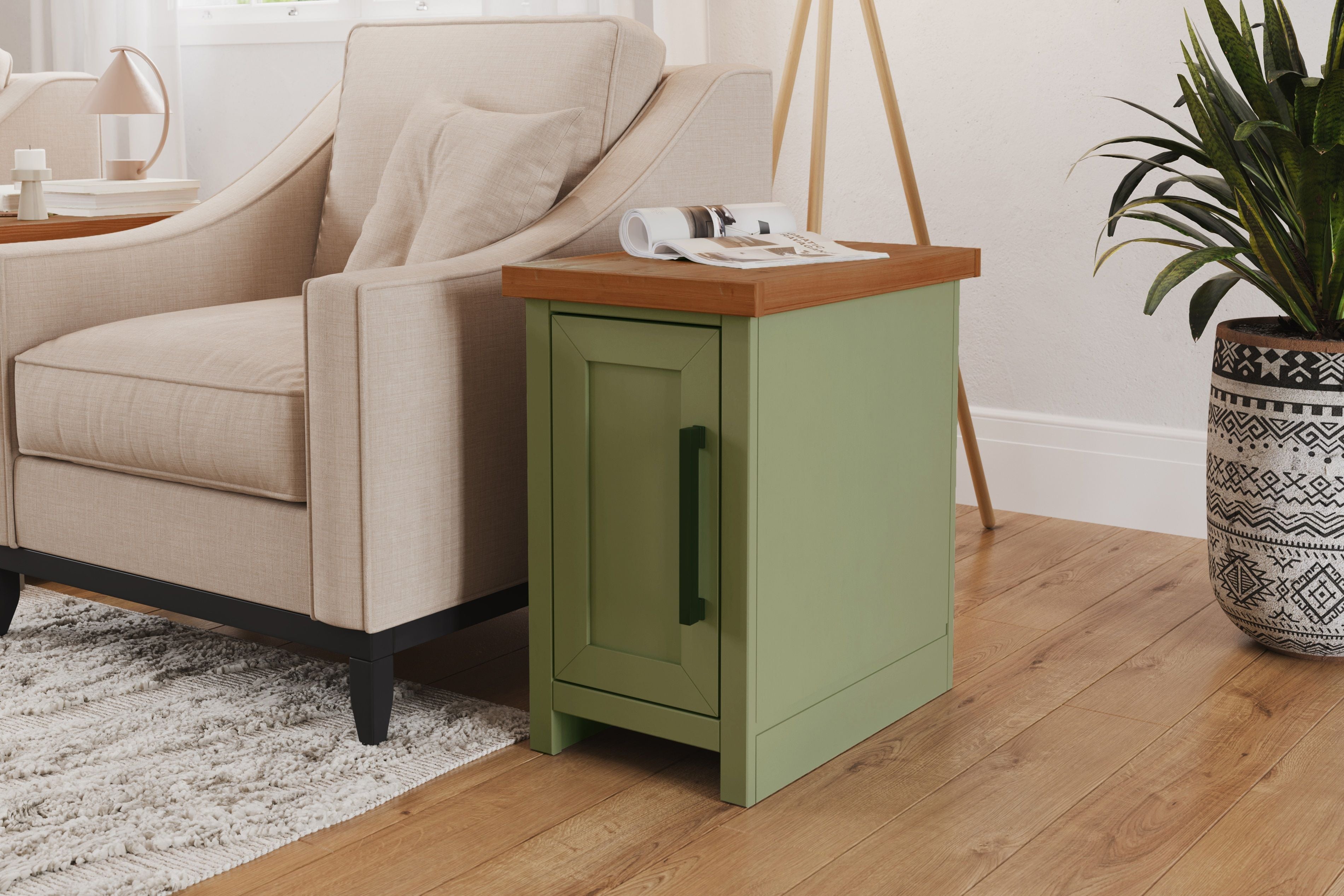 Vineyard - Chairside Table - Sage Green, Fruitwood