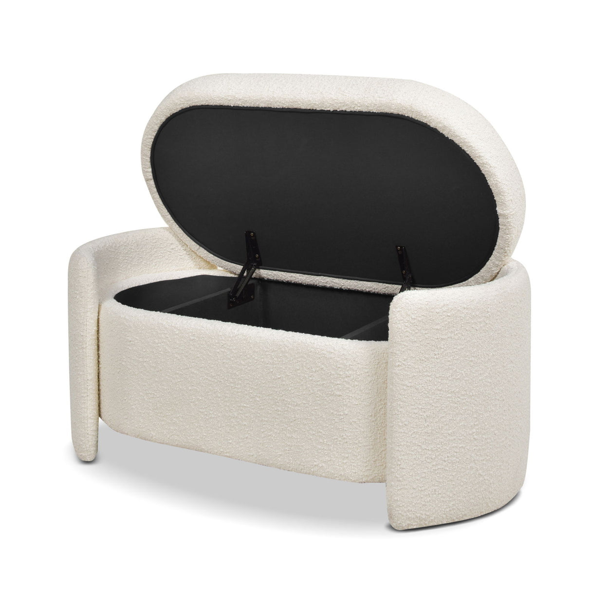 Fuji - Oval Storage Bench, Upholstered - Ivory White by Jennifer Taylor Home | Bel Furniture