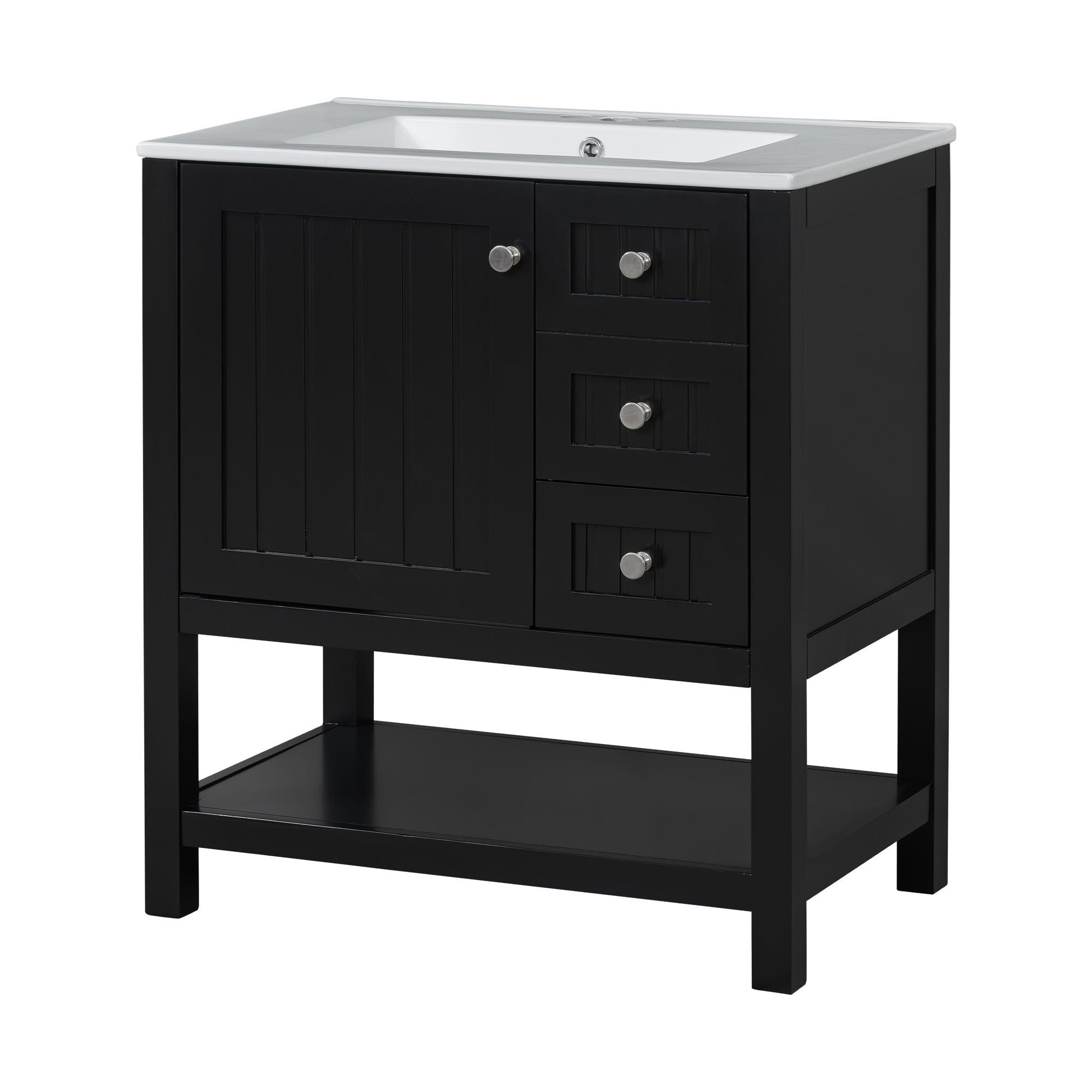 Transitional Style Bathroom Vanity Cabinet Combo With Ceramic Sink