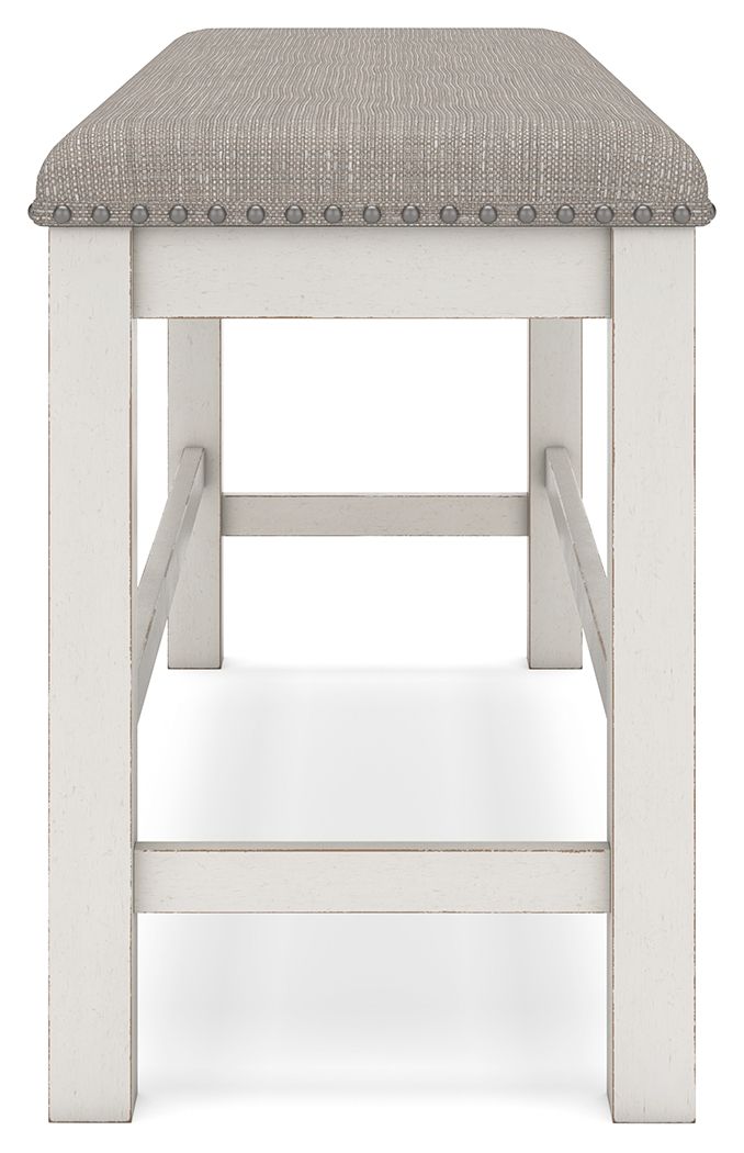 Robbinsdale - Antique White - Dbl Counter Height Upholstered Dining Bench by Signature Design by Ashley® | Bel Furniture