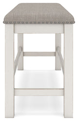 Robbinsdale - Antique White - Dbl Counter Height Upholstered Dining Bench by Signature Design by Ashley® | Bel Furniture