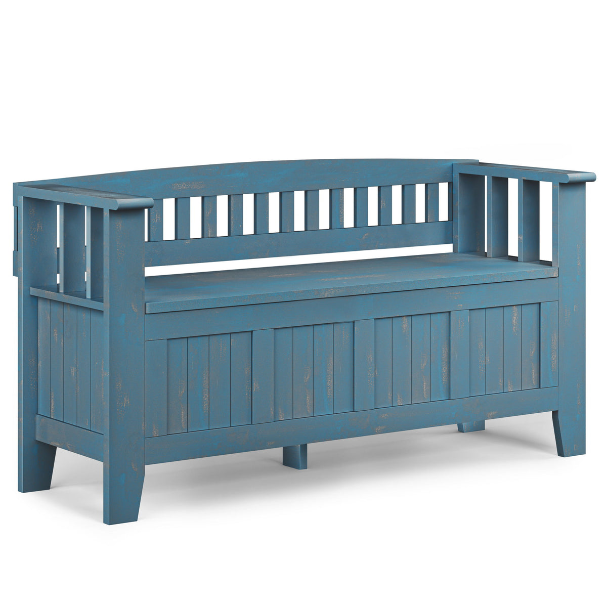 Acadian - Entryway Storage Bench, Handcrafted Light Blue 48"W x 17"D x 25.2"H by Simpli-Home | Bel Furniture