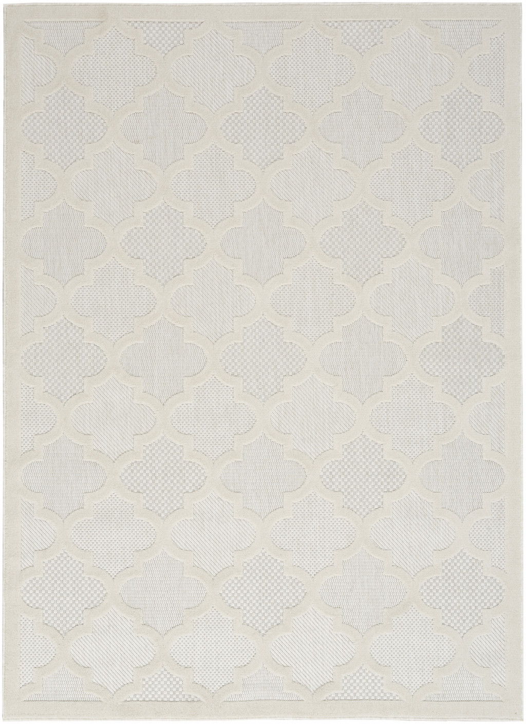 5' X 7' Ikat Indoor / Outdoor Area Rug - Ivory / White