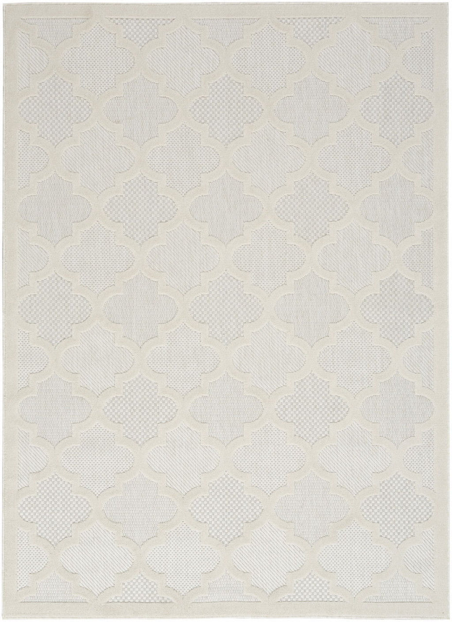 5' X 7' Ikat Indoor / Outdoor Area Rug - Ivory / White