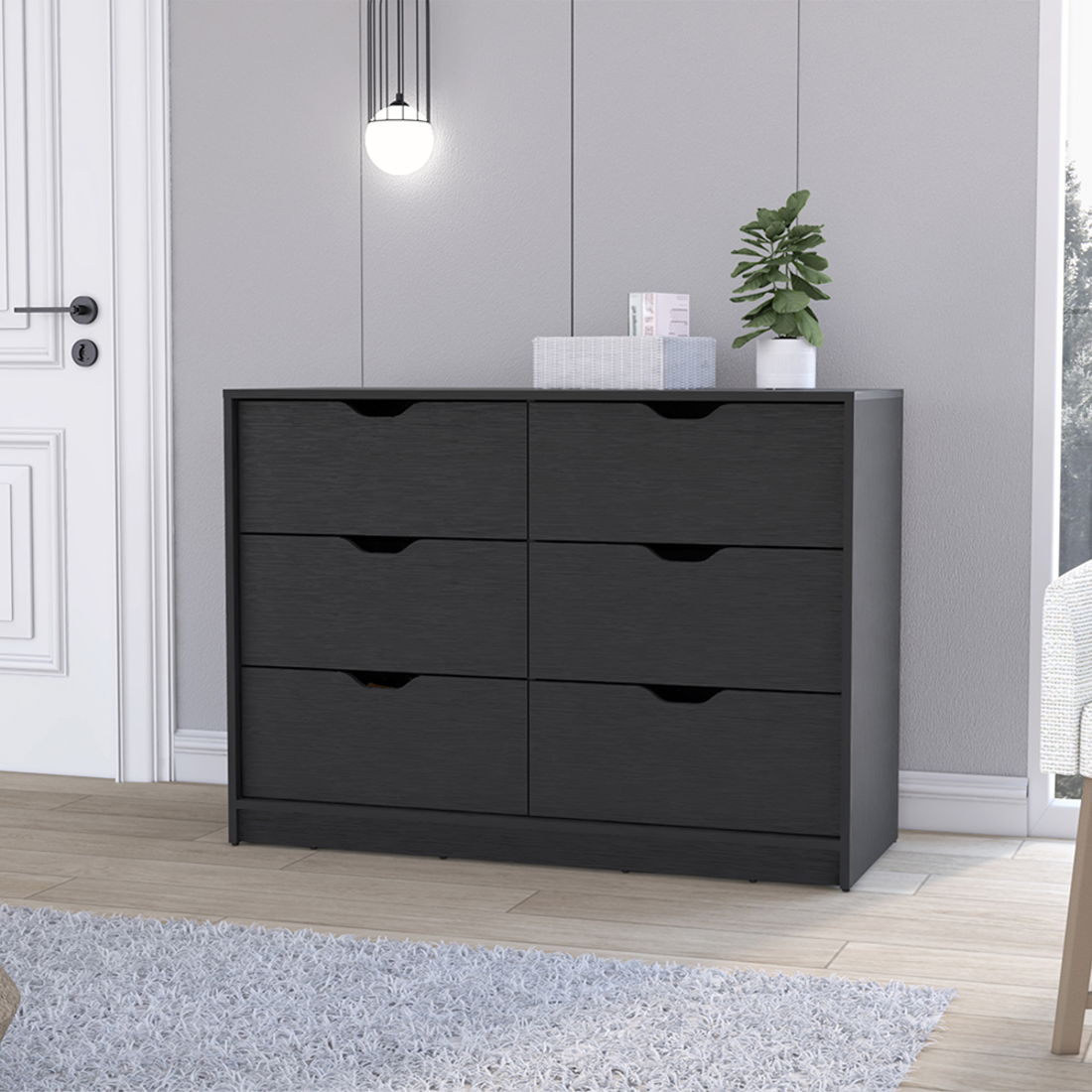 Four Drawer Dresser Wooden - Black