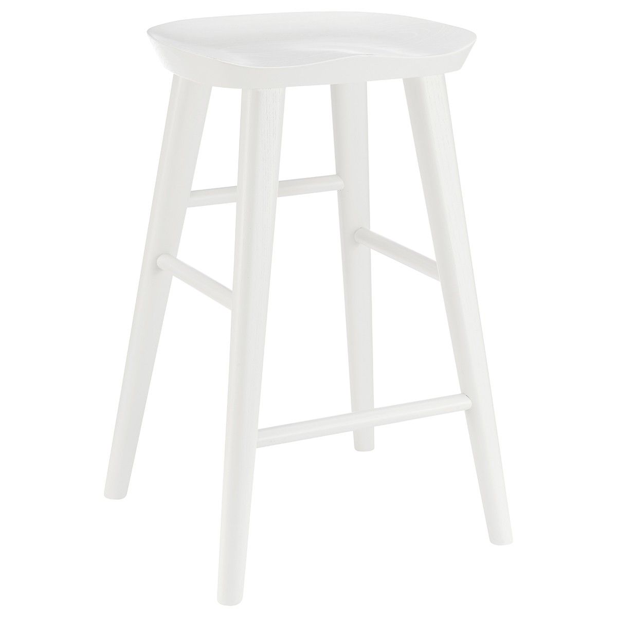 Solid Wood Backless Counter Height Bar Chair - White