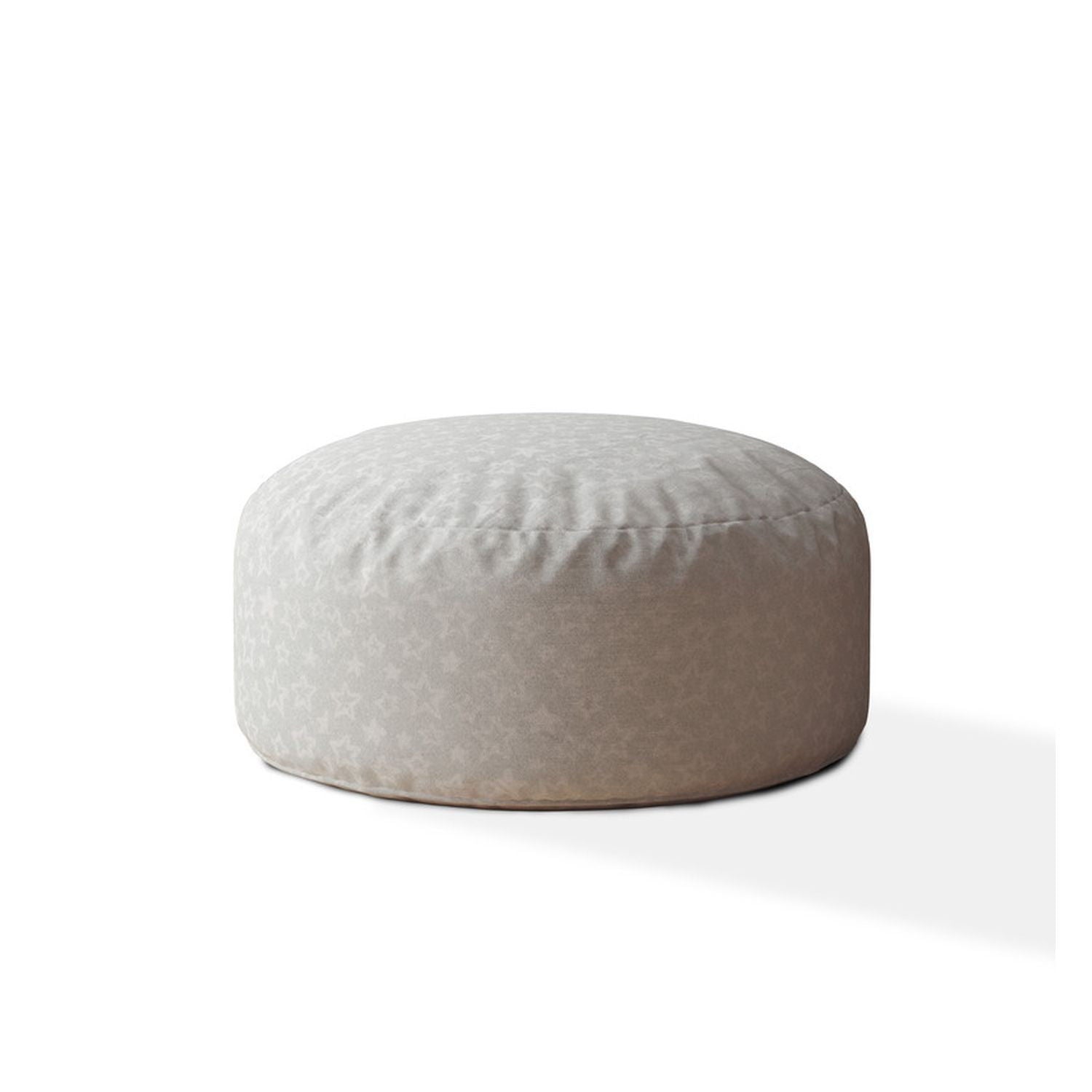 Cotton Round Abstract Pouf Ottoman - Gray