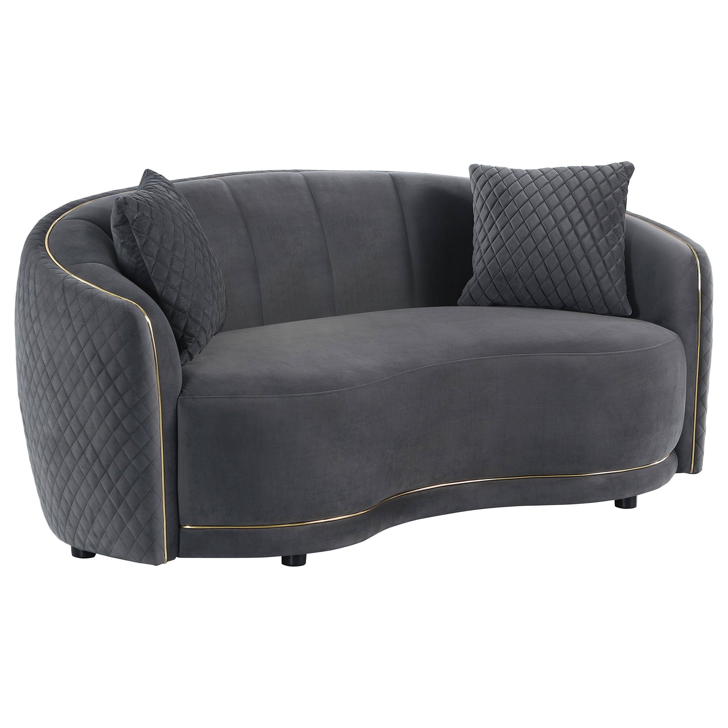 Brookside - 2 Piece Velvet Upholstered Sofa Set - Dark Gray